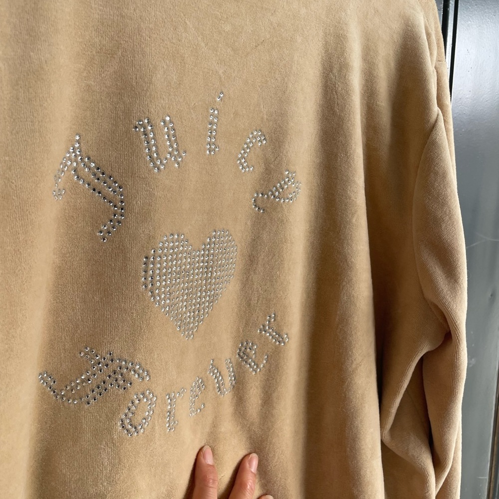 JUICY COUTURE X forever 21 collab track velour hoddie zip-up Beige size 1X y2k - Picture 3 of 6